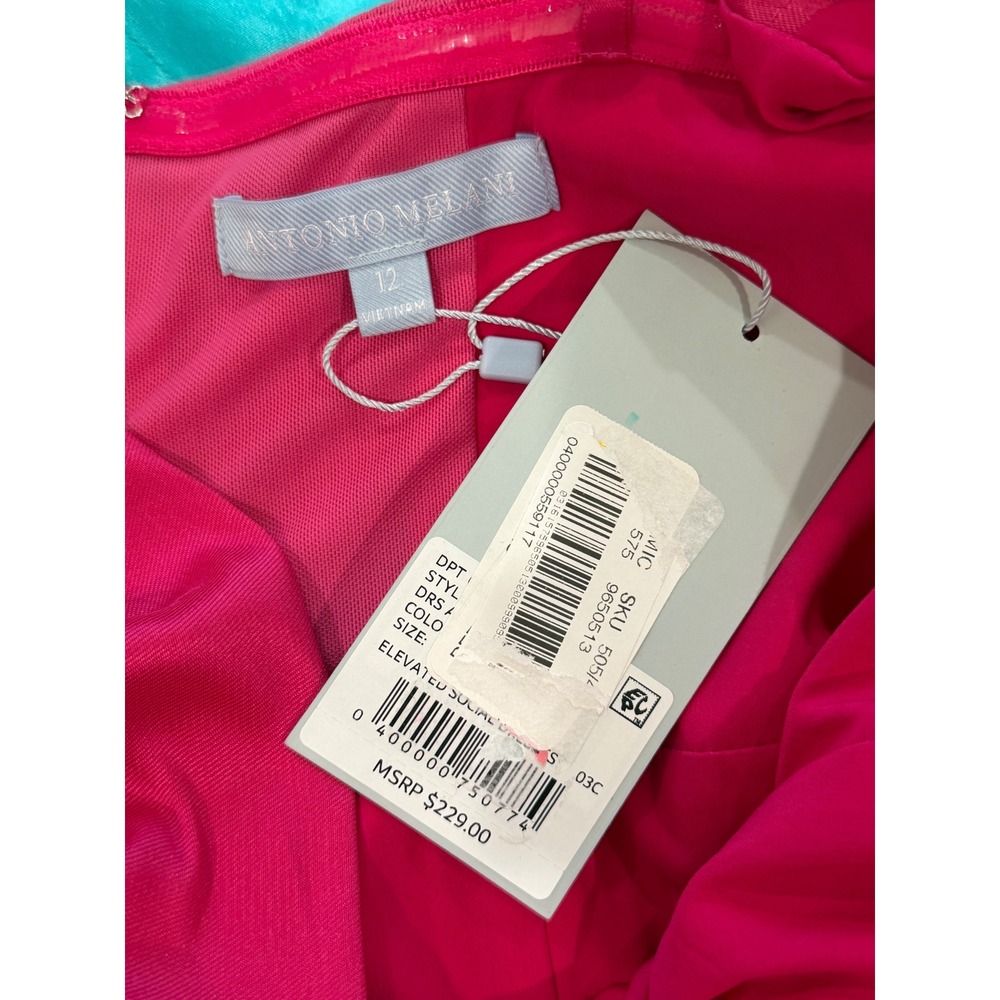 Antonio Melani Mini Dress Pink Size 12 Large Off Shoulder Barbiecore Cocktail - Picture 7 of 9